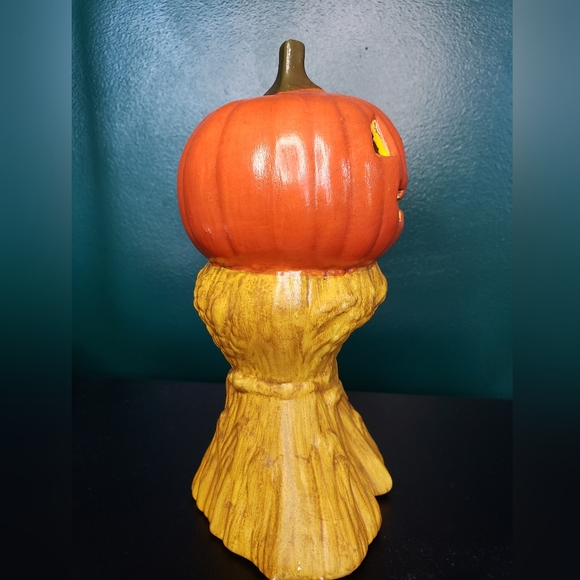 Vintage Halloween - Handmade Ceramic Pumpkin Haystack Figure 1970s mold - Picture 7 of 9
